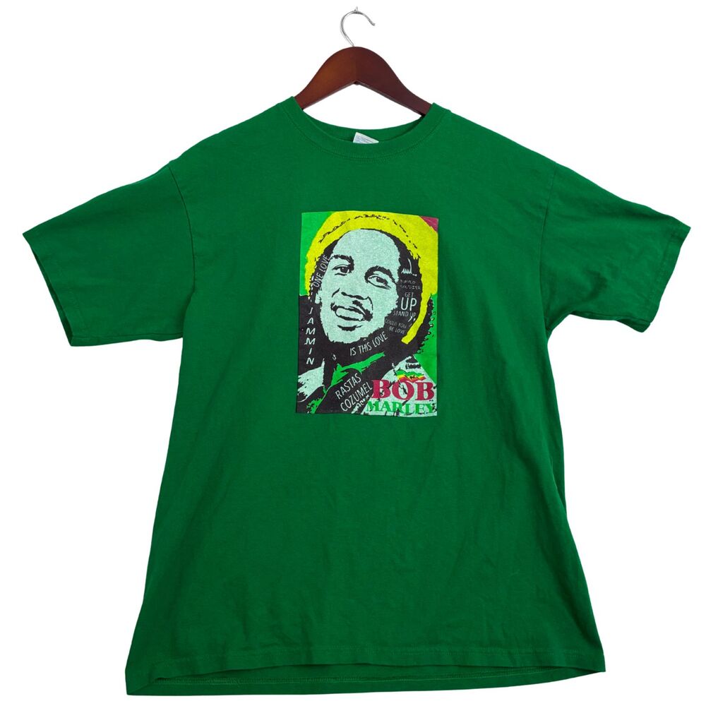 Bob Marley Rasta Cozumel Mexico Green T-Shirt Yazbek Heavy Weight Size L